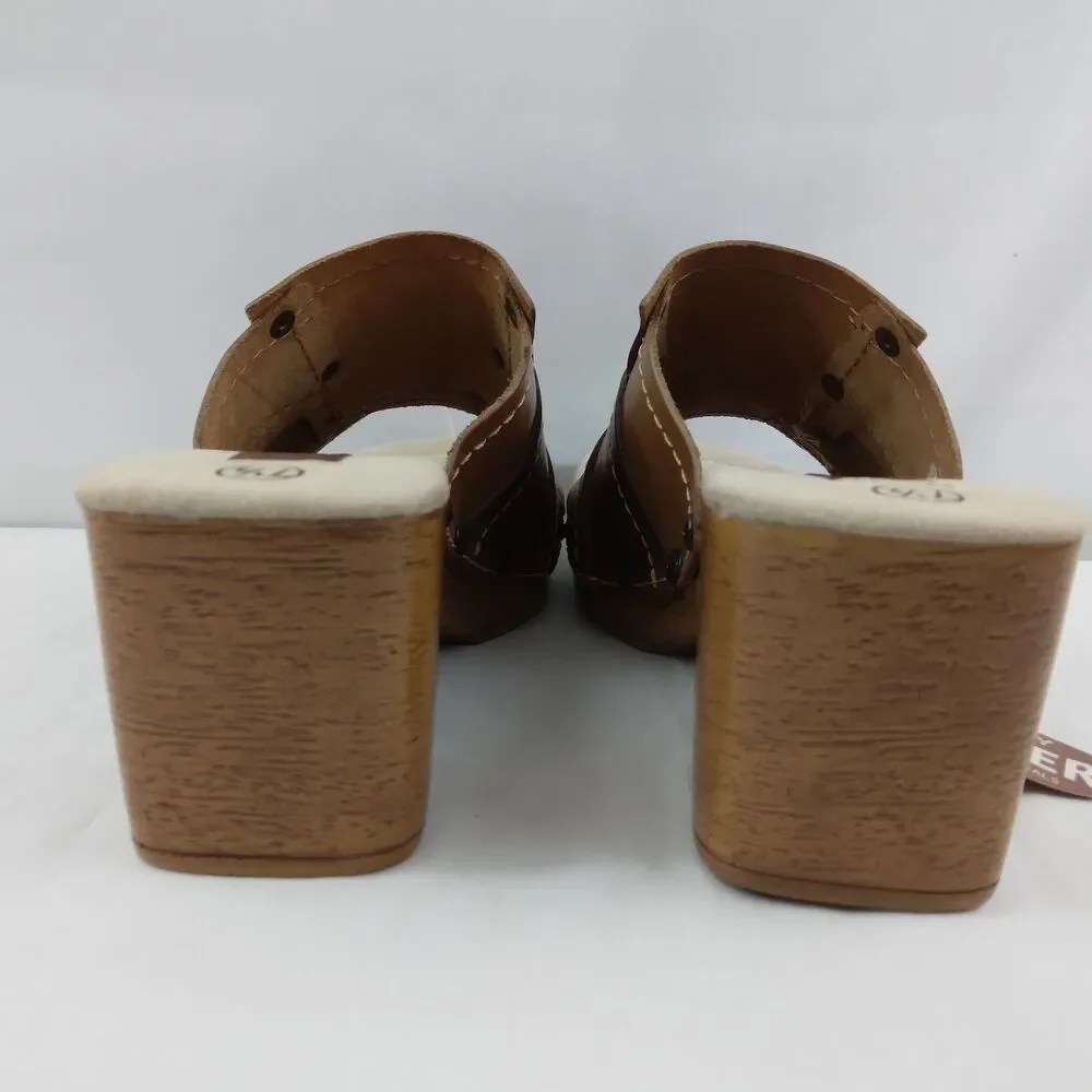 Vintage Y2K Lower East Side Patchwork Leather Platform Chunky Wedge Sandals 7.5 - Picture 9 of 10